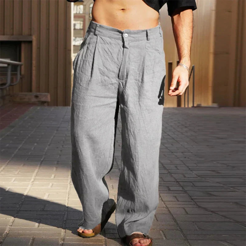 ALVÉRIO – Pantalon en Lin à Jambes Larges
