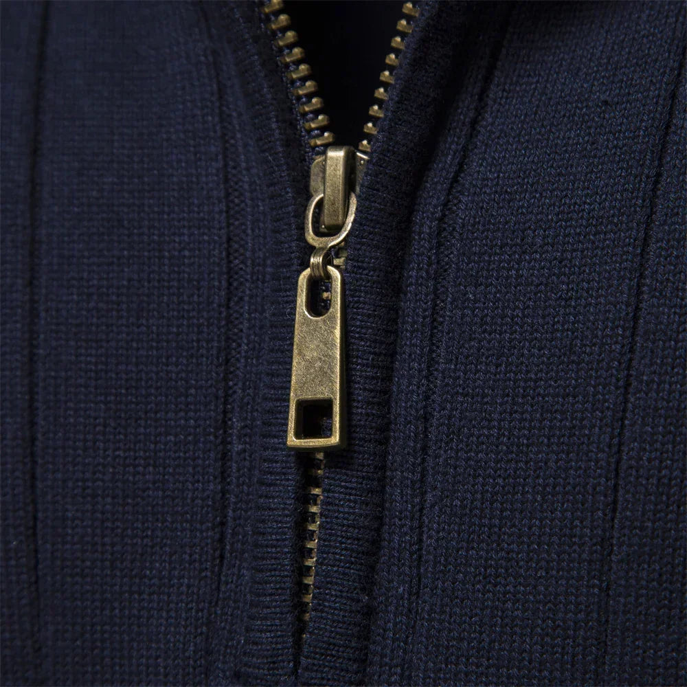 Montbréval – Pull Homme Demi-Zip à Col Montant