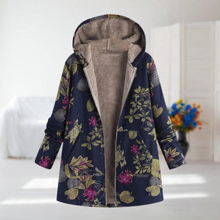 Florélia – Veste Femme Doublée Polaire à Capuche Imprimé Floral
