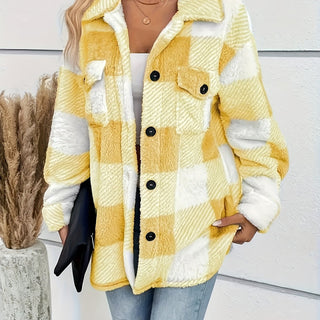 Carélune – Veste d’Hiver en Peluche à Carreaux Chaude et Confortable