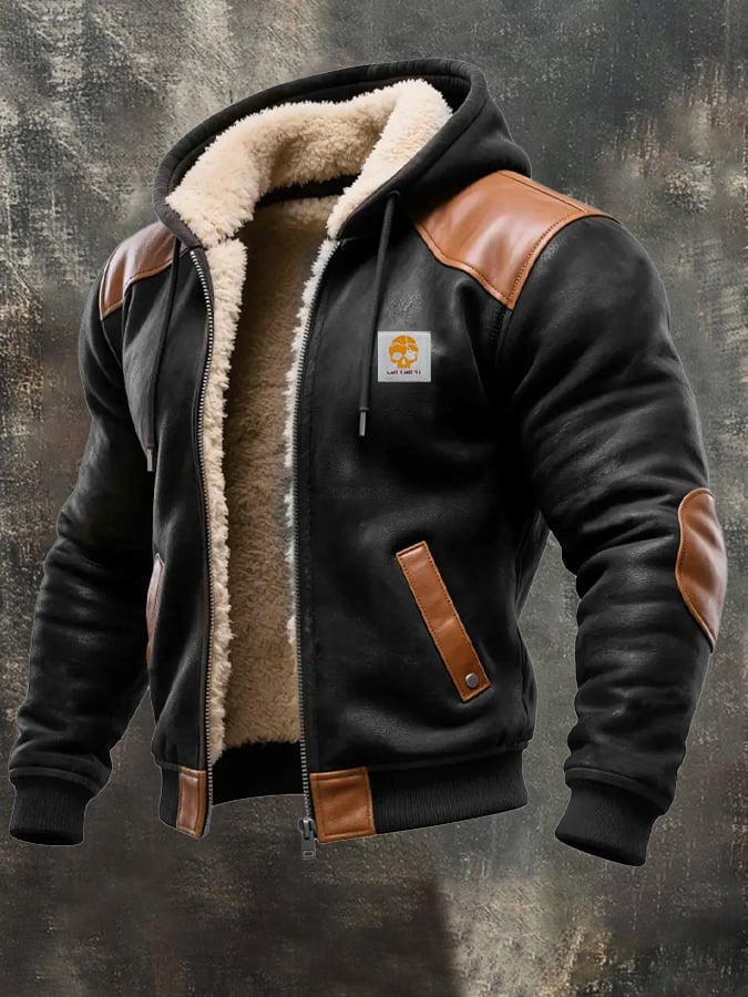 Capuvel – Veste Vintage en Daim avec Capuche