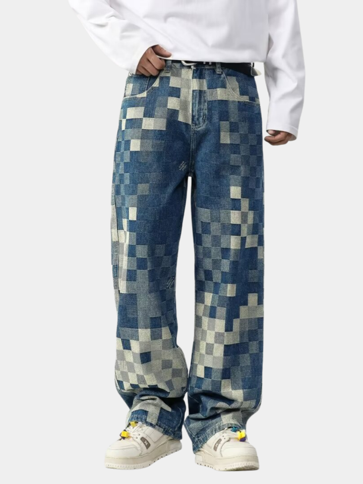Pixelor – Jean en Denim Effet Pixel pour Homme