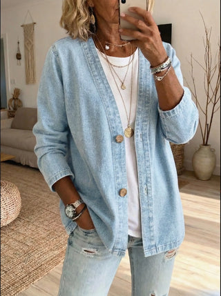 Denivelle – Veste Cardigan Femme Denim Décontracté Boutonné Style Moderne