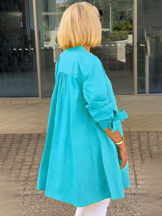 Cotonelle – Veste Chemise Longue Femme en Coton Boutonnée Élégante