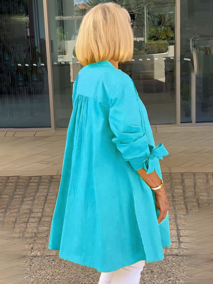 Cotonelle – Veste Chemise Longue Femme en Coton Boutonnée Élégante