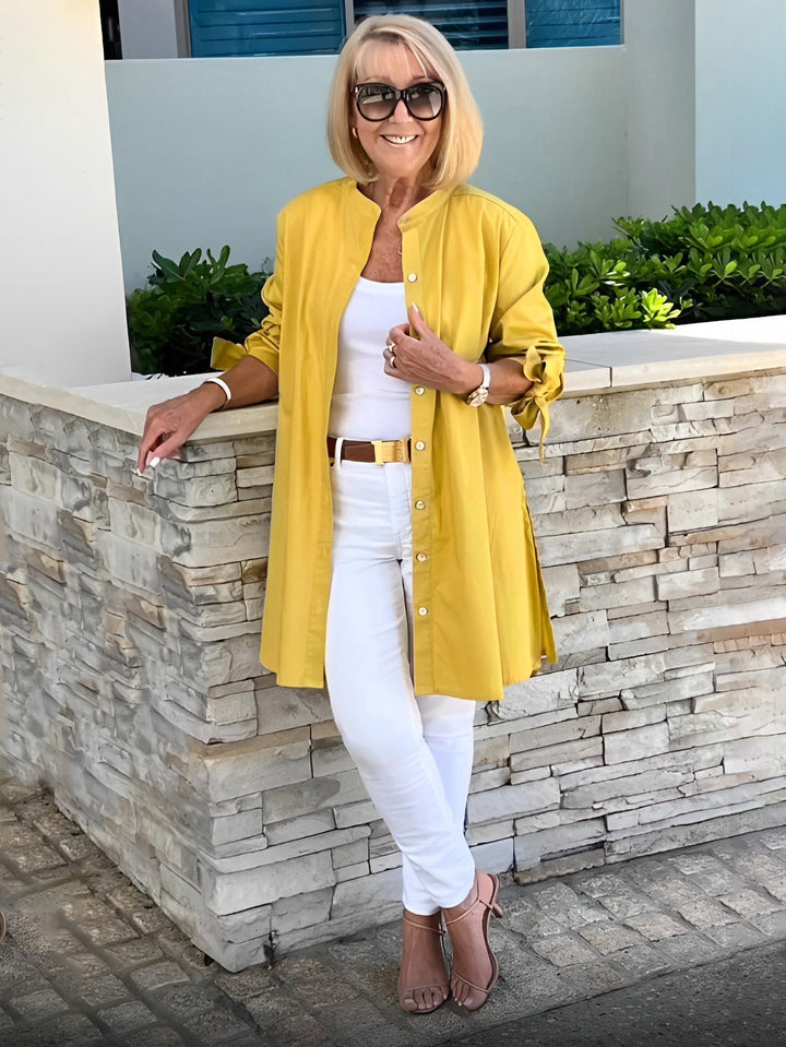Cotonelle – Veste Chemise Longue Femme en Coton Boutonnée Élégante