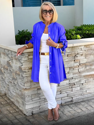 Cotonelle – Veste Chemise Longue Femme en Coton Boutonnée Élégante