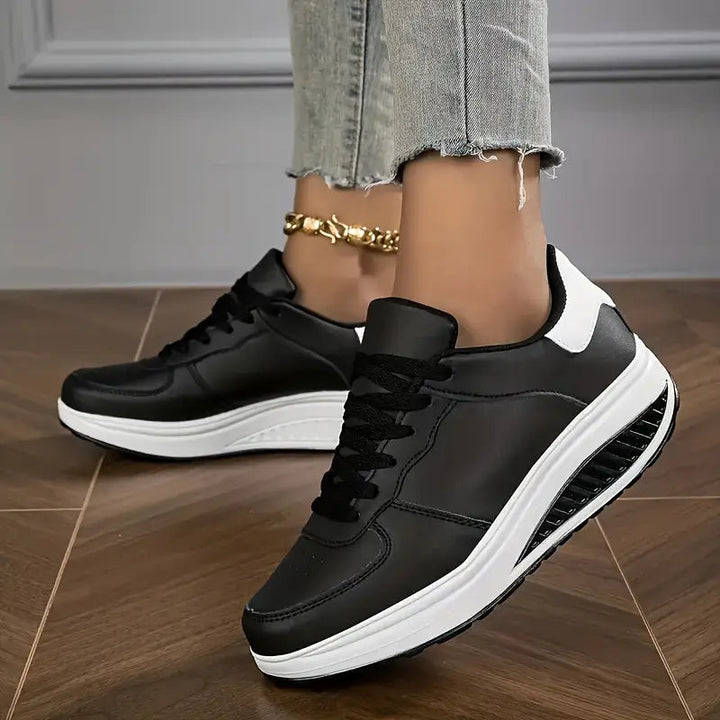Compensélia – Baskets Femme à Semelle Compensée en Cuir Synthétique