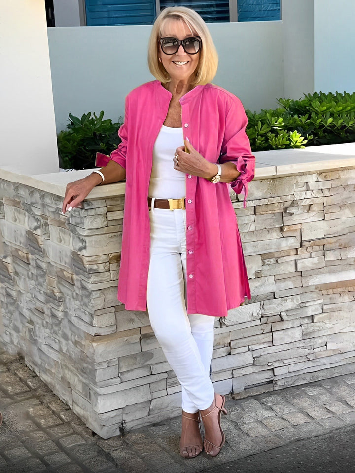 Cotonelle – Veste Chemise Longue Femme en Coton Boutonnée Élégante
