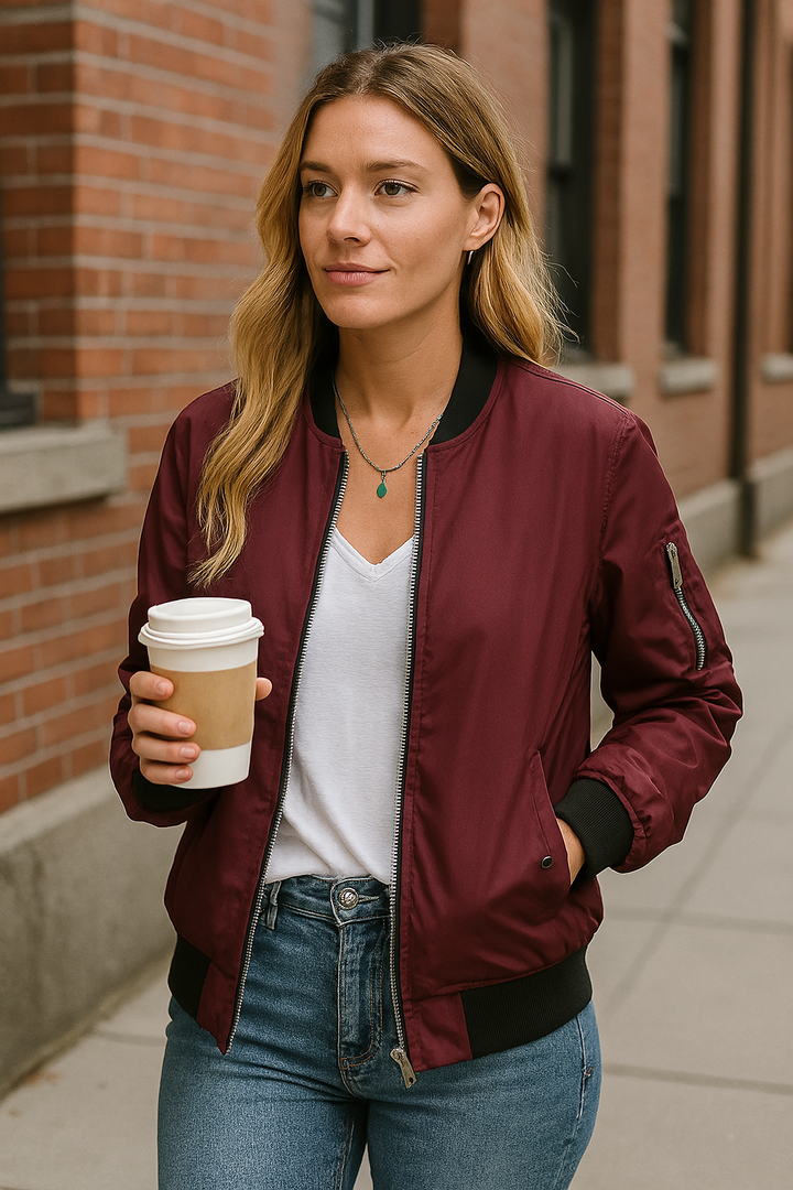 Norélia – Veste Bomber Femme Zippée Coupe Confortable