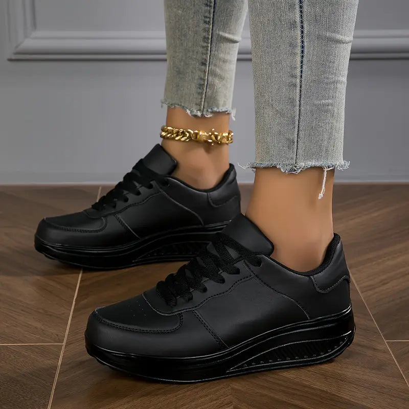 Compensélia – Baskets Femme à Semelle Compensée en Cuir Synthétique