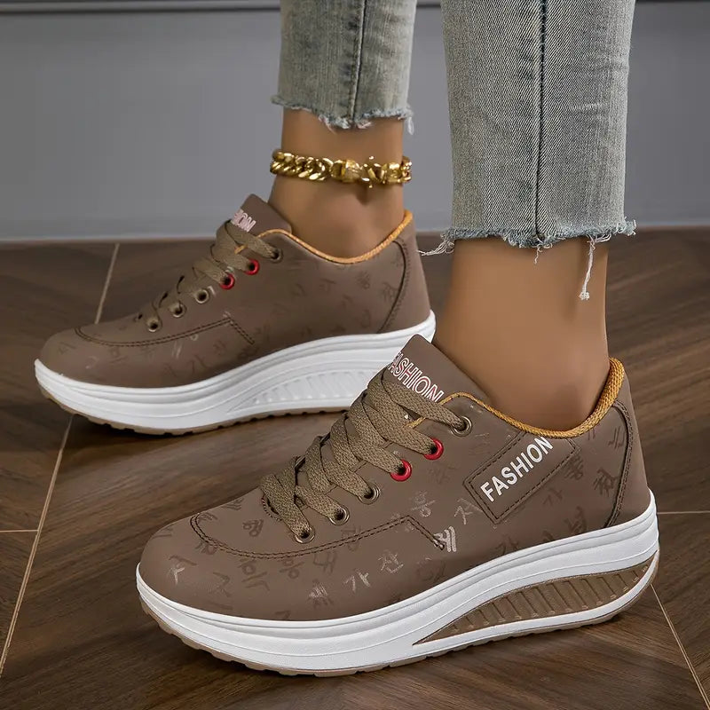 Compensélia – Baskets Femme à Semelle Compensée en Cuir Synthétique