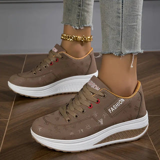 Compensélia – Baskets Femme à Semelle Compensée en Cuir Synthétique