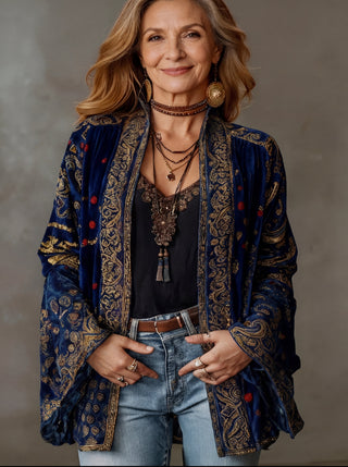 Artémora – Veste Kimono Femme Bohème Fluide aux Motifs Artistiques Élégants