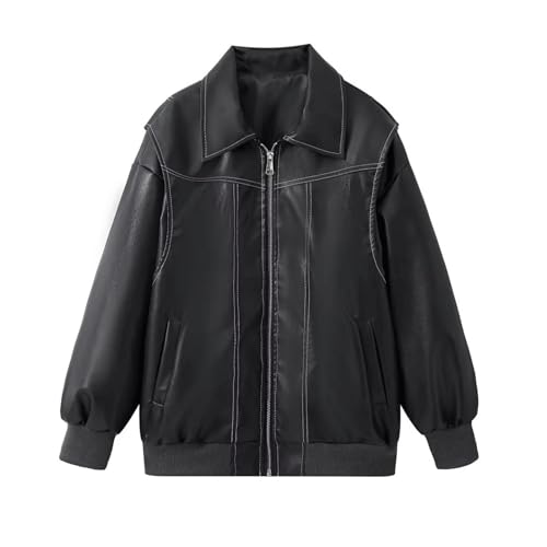Veloriax – Veste Femme Oversize en Similicuir Style Biker Moderne