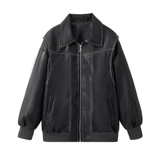 Veloriax – Veste Femme Oversize en Similicuir Style Biker Moderne
