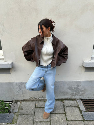 Zélyora – Veste Oversize Femme Avec Fermeture Zippée Style Moderne Décontracté