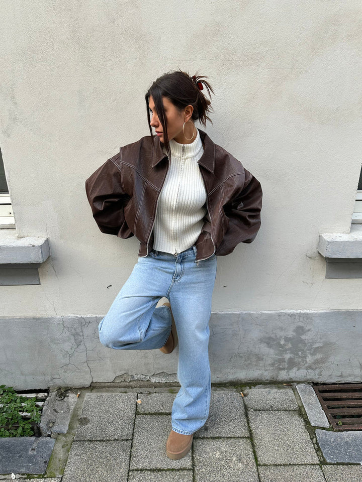 Zélyora – Veste Oversize Femme Avec Fermeture Zippée Style Moderne Décontracté