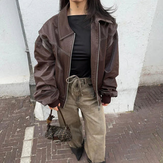Zélyora – Veste Oversize Femme Avec Fermeture Zippée Style Moderne Décontracté