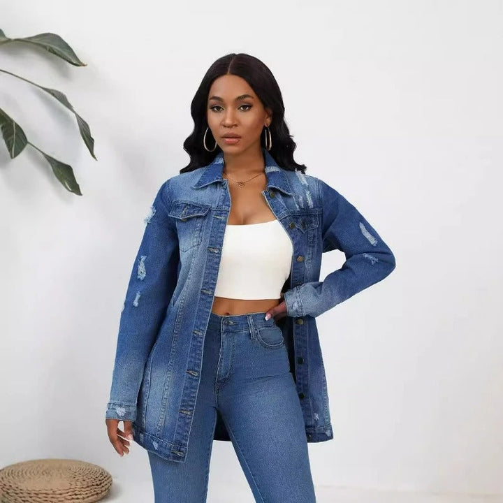 Montelune – Veste Denim Femme Oversize Effet Vintage