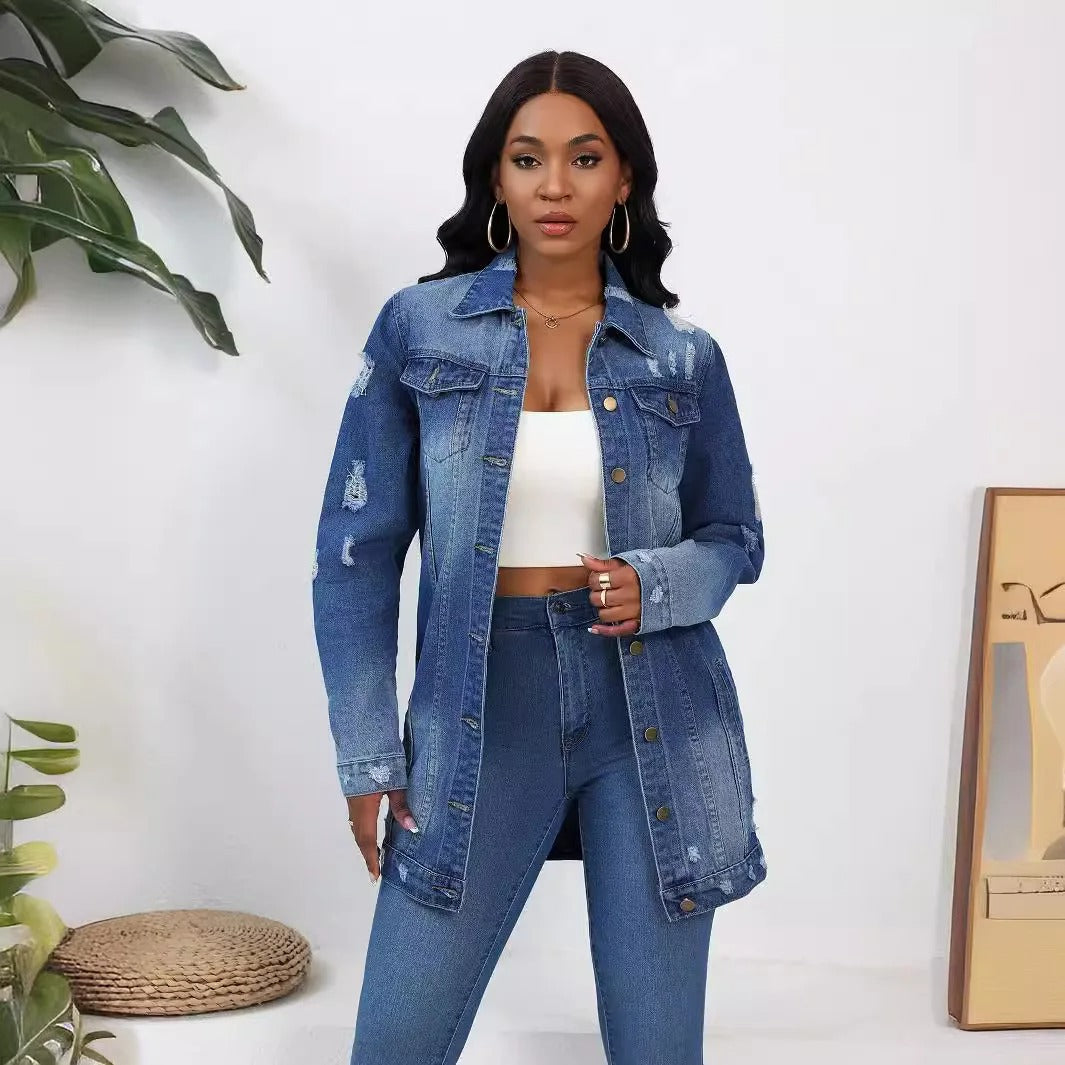 Montelune – Veste Denim Femme Oversize Effet Vintage