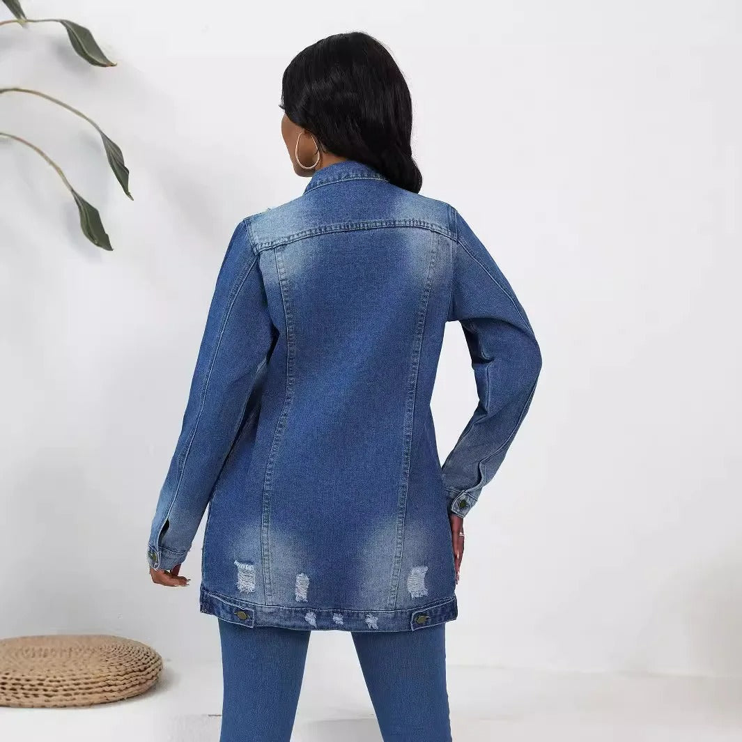 Montelune – Veste Denim Femme Oversize Effet Vintage