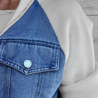 Lysévora – Veste Femme Style Denim Zippée Patchwork