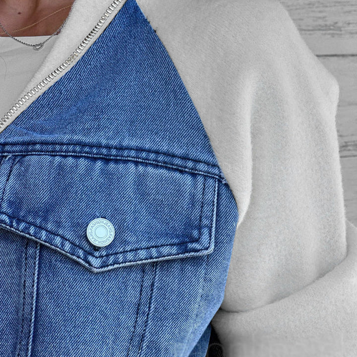 Lysévora – Veste Femme Style Denim Zippée Patchwork