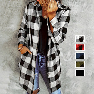 Montéchaume – Veste Chemise Femme à Carreaux Longue