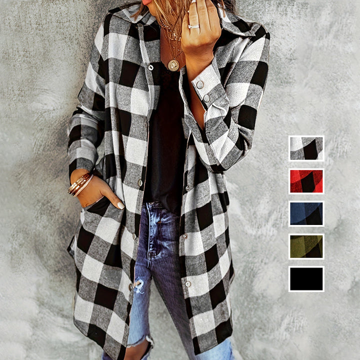 Montéchaume – Veste Chemise Femme à Carreaux Longue