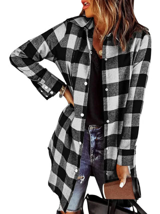 Montéchaume – Veste Chemise Femme à Carreaux Longue