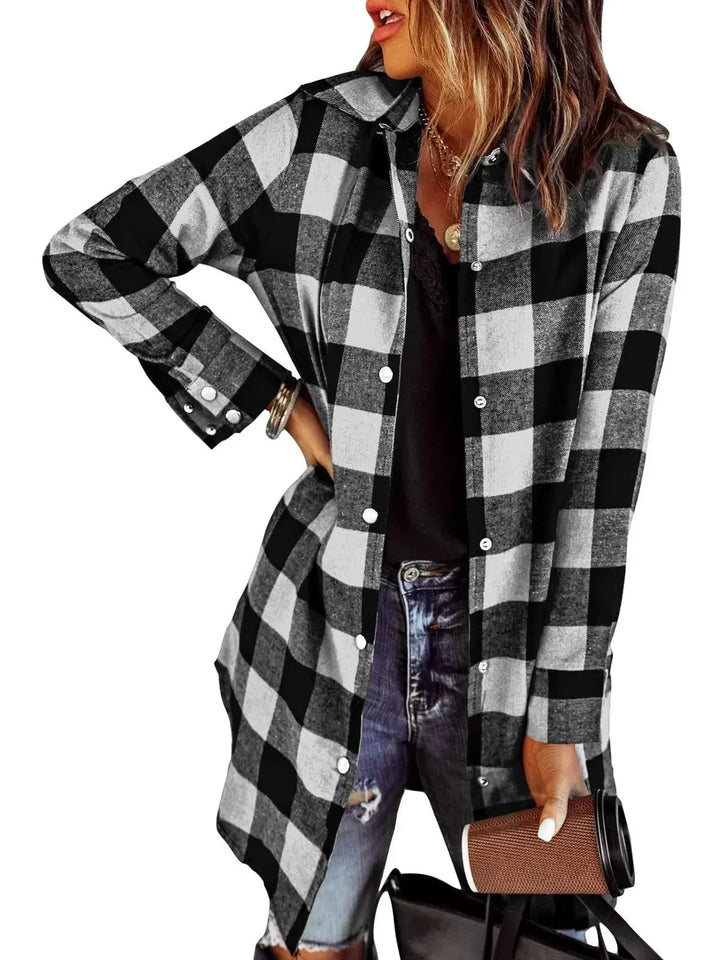 Montéchaume – Veste Chemise Femme à Carreaux Longue