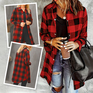 Montéchaume – Veste Chemise Femme à Carreaux Longue