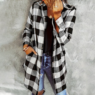 Montéchaume – Veste Chemise Femme à Carreaux Longue