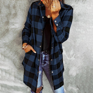Montéchaume – Veste Chemise Femme à Carreaux Longue