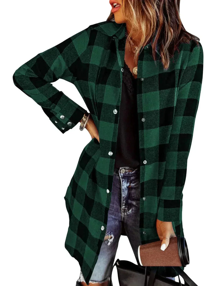 Montéchaume – Veste Chemise Femme à Carreaux Longue