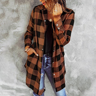 Montéchaume – Veste Chemise Femme à Carreaux Longue