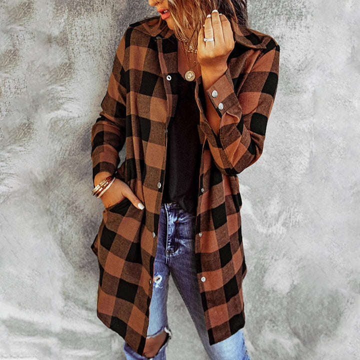 Montéchaume – Veste Chemise Femme à Carreaux Longue